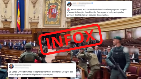 Non, un coup d'État ne vient pas de se produire en Espagne. Cette vidéo a été générée par intelligence artificielle.