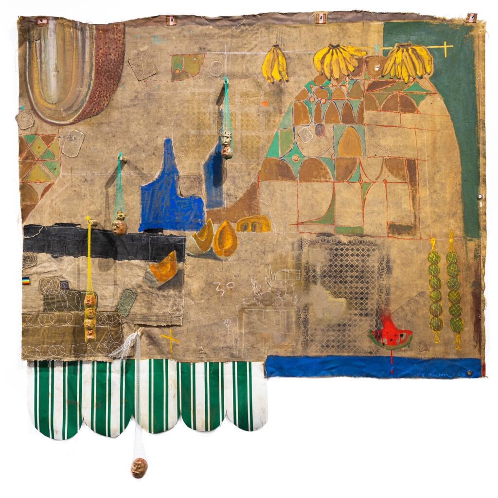 Uma das obras da série “Estruturas Ambulantes”, de Thiago Molon, exposta na galeria Eritage Art Projects, no centro de Lisboa.