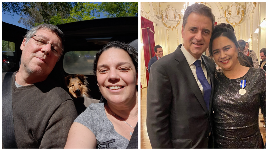 A designer gráfica, Ana Cláudia Villaça, e o marido, e a mineira Alexandra Gomide com o Presidente da Câmara Municipal, Ricardo Rio. Alexandra é uma das responsáveis por promover a cidade de Braga.