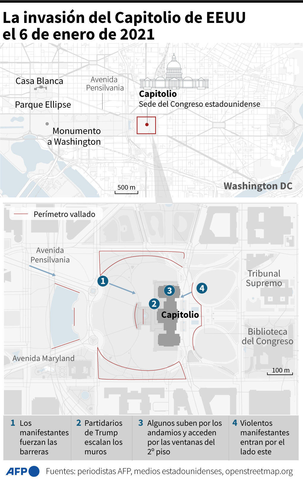 Mapa stolicy Stanów Zjednoczonych, Waszyngtonu, w celu zlokalizowania Kapitolu, który zwolennicy prezydenta Donalda Trumpa próbowali przejąć w styczniu 2021 r.