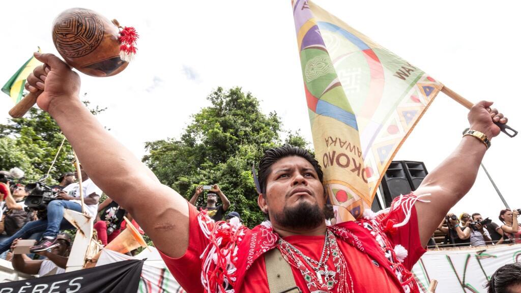 Une personne de la communauté Kali'na lors d'une manifestation à Kourou, avril 2017 (photo d'illustration).