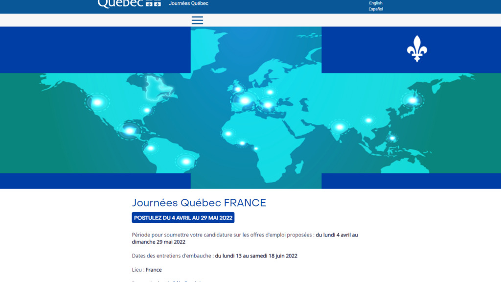 La page d'accueil de Journée Québec France