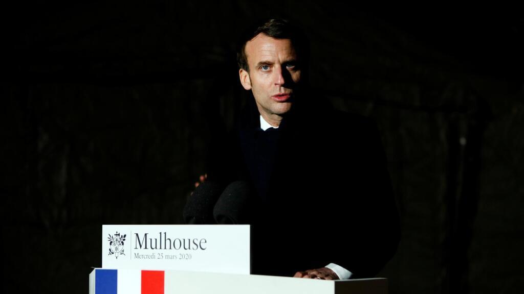 Emmanuel Macron à Mulhouse le 25 mars 2020.
