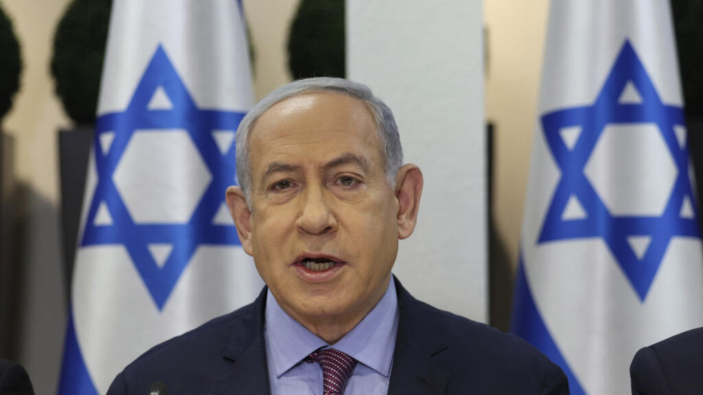 O primeiro-ministro israelense, Benjamin Netanyahu, durante pronunciamento em 31 de dezembro de 2023.
