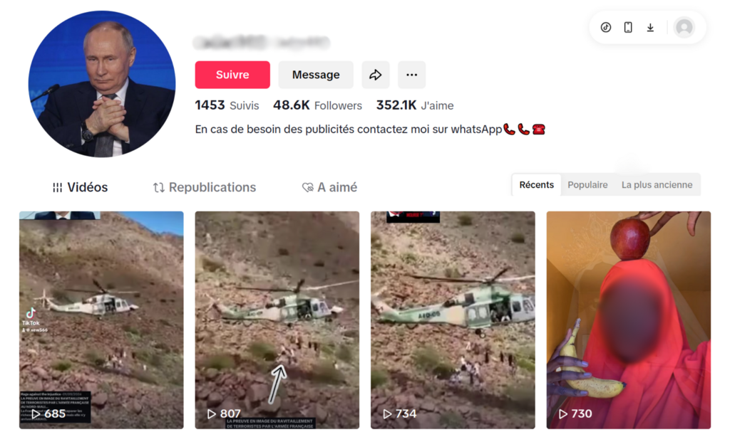 Ce compte TikTok figure parmi les premiers à avoir diffusé l'infox sur les réseaux sociaux.