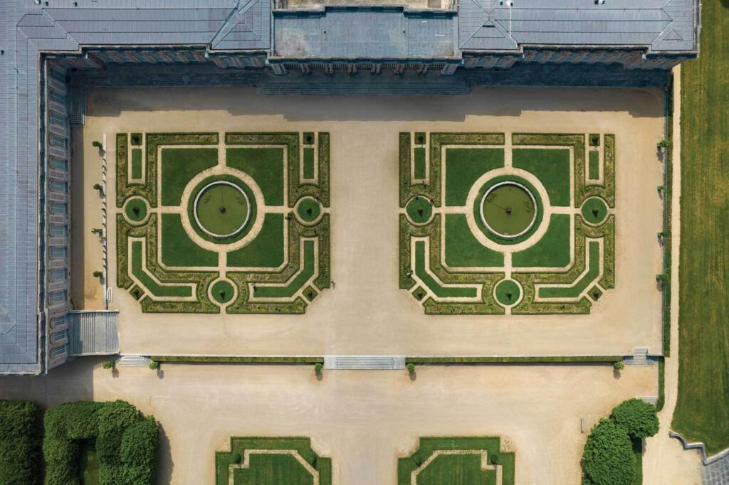 Le parterre vert vu de haut