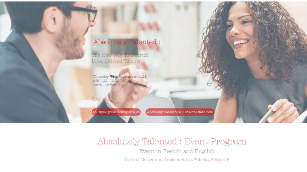 La page d'accueil du site «Absolutely Talented»