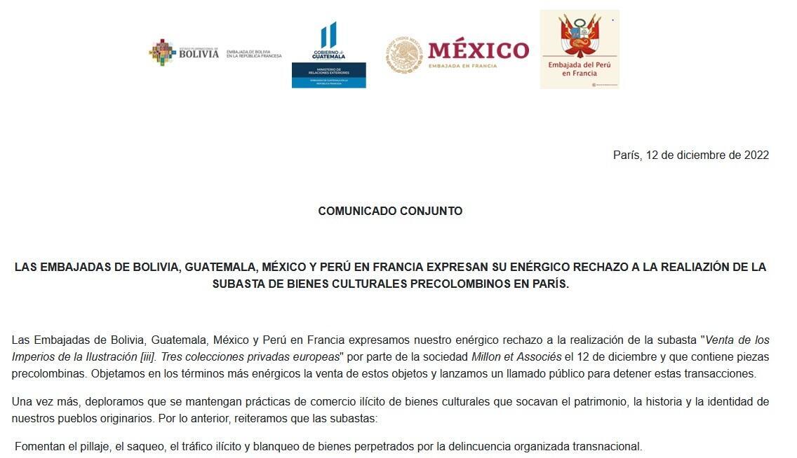 Comunicado conjunto del 12 de diciembre de 2022.