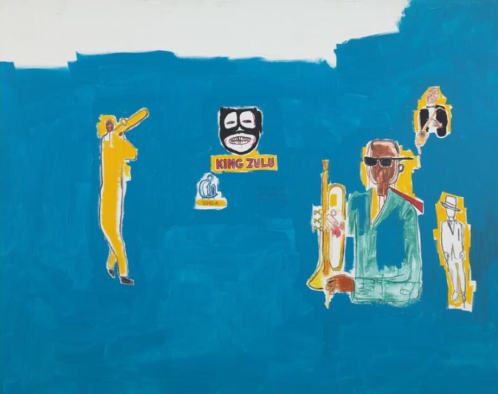 A pintura "King Zulu", de Basquiat, uma das obras em que expressa sua paixão pelo jazz.