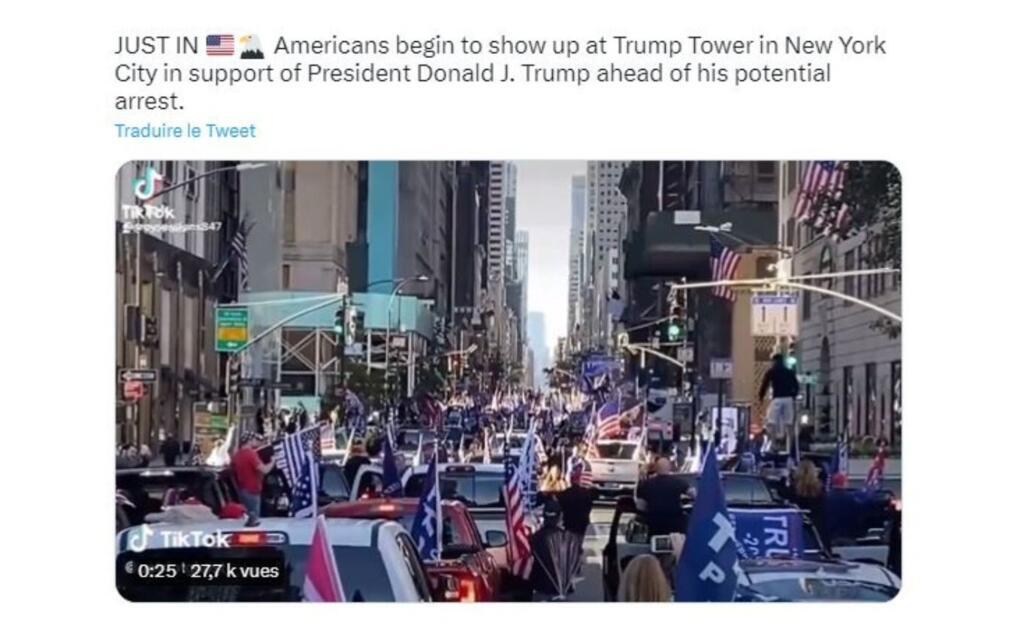 L'auteur du tweet partage des images sorties de leur contexte pour affirmer, à tort, que les militants pro-Trump ont manifesté en masse.