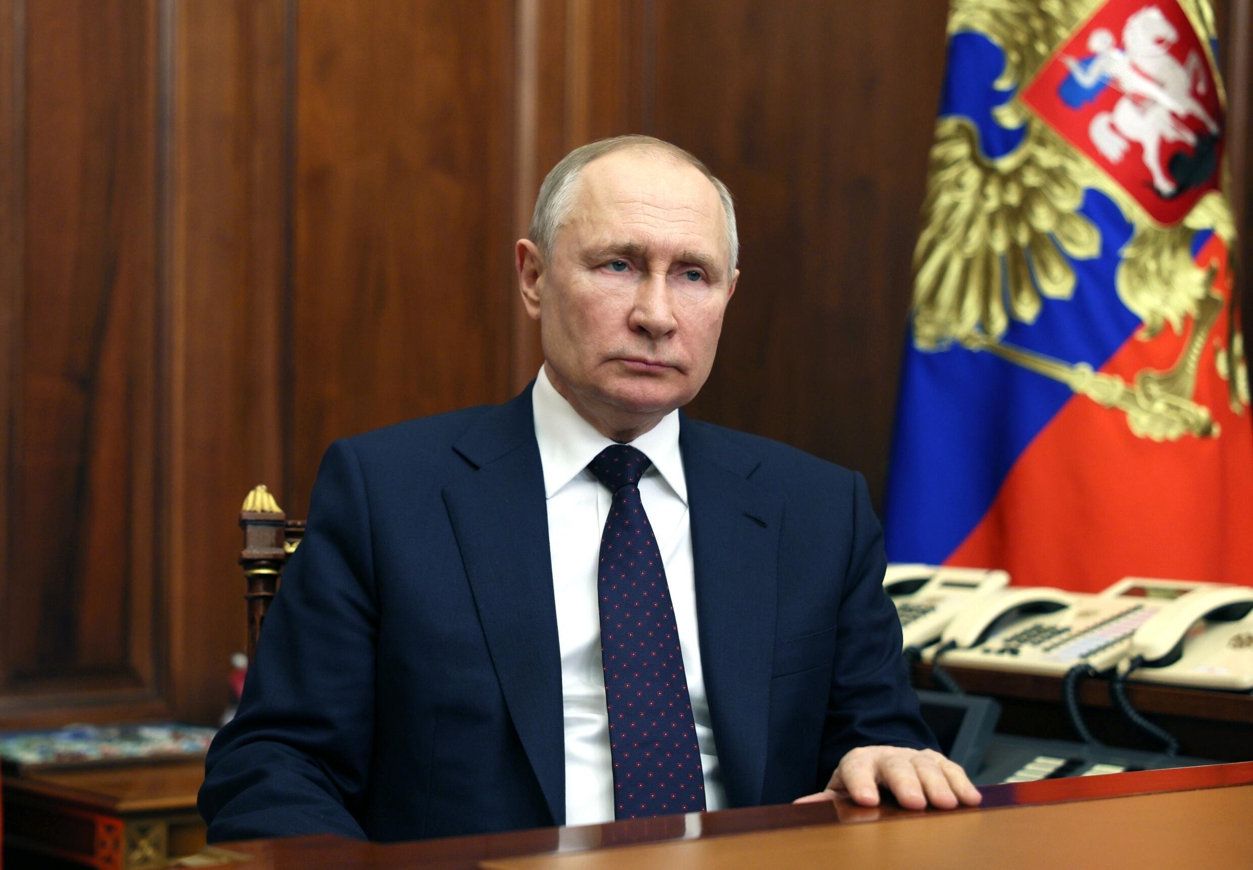 El presidente de Rusia, Vladimir Putin, felicita a las Tropas de la Guardia Nacional en su día, el 27 de marzo de 2023, en Moscú