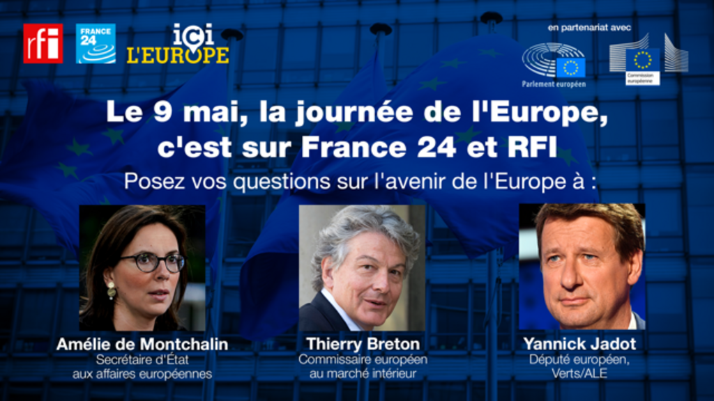 Amélie de Montchalin, Thierry Breton et Yannick Jadot répondent par visioconférence aux questions des internautes, à l'occasion de la journée de l'Europe.