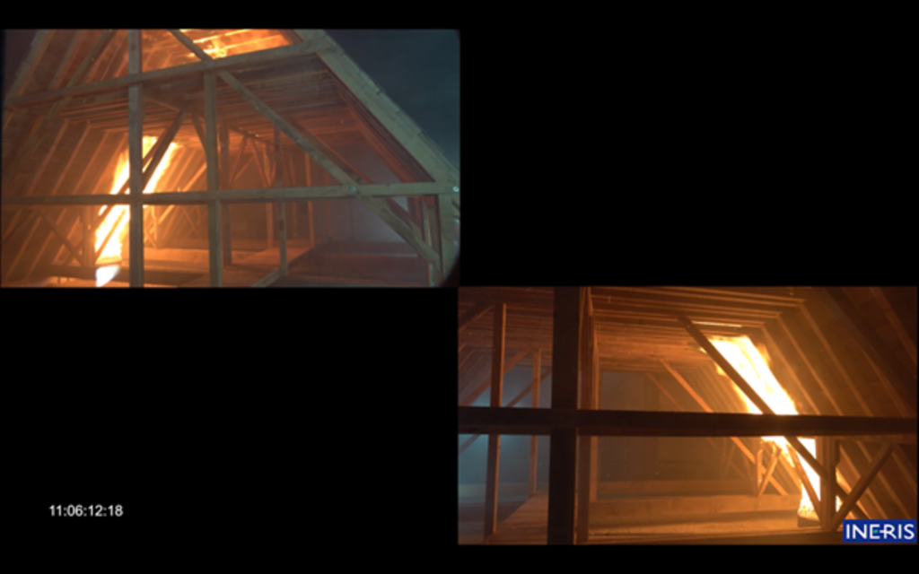 Test de mise à feu de la charpente reconstituée