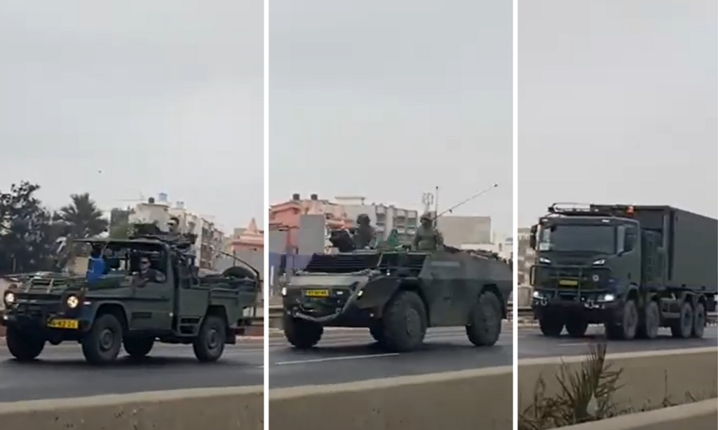 Quinze véhicules militaires sont visibles dans cette vidéo.
