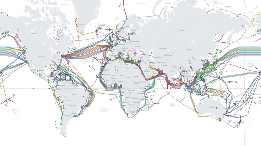 Capture d'écran de la Carte des câbles sous-marins dans le monde au 9 mars 2022.