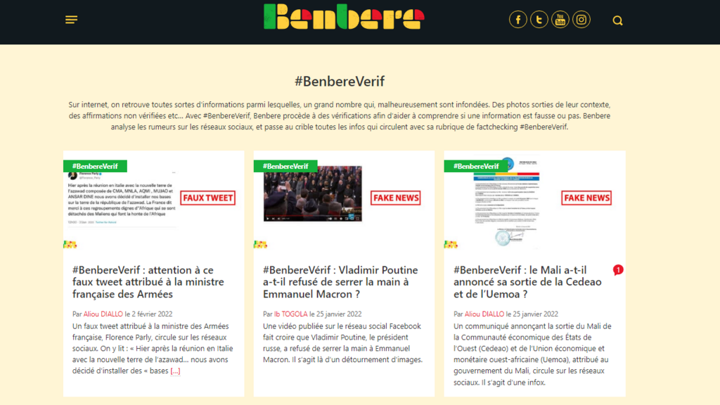 La plateforme Benbéré Vérif traque les infox.