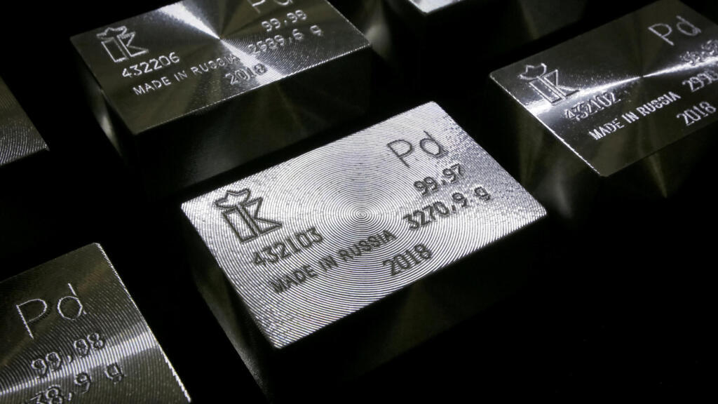 Lingot de palladium pur à 99.98 et 99.97%.