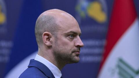 ژان نوئل بارو، وزیر امور خارجه فرانسه، پس از دیداری در بغداد. عراق / 23 آوریل 2025