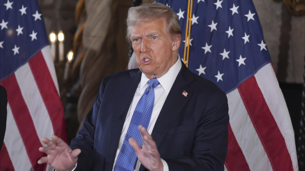 Le président élu Donald Trump s'exprime lors d'une conférence de presse à Mar-a-Lago, lundi 16 décembre 2024.