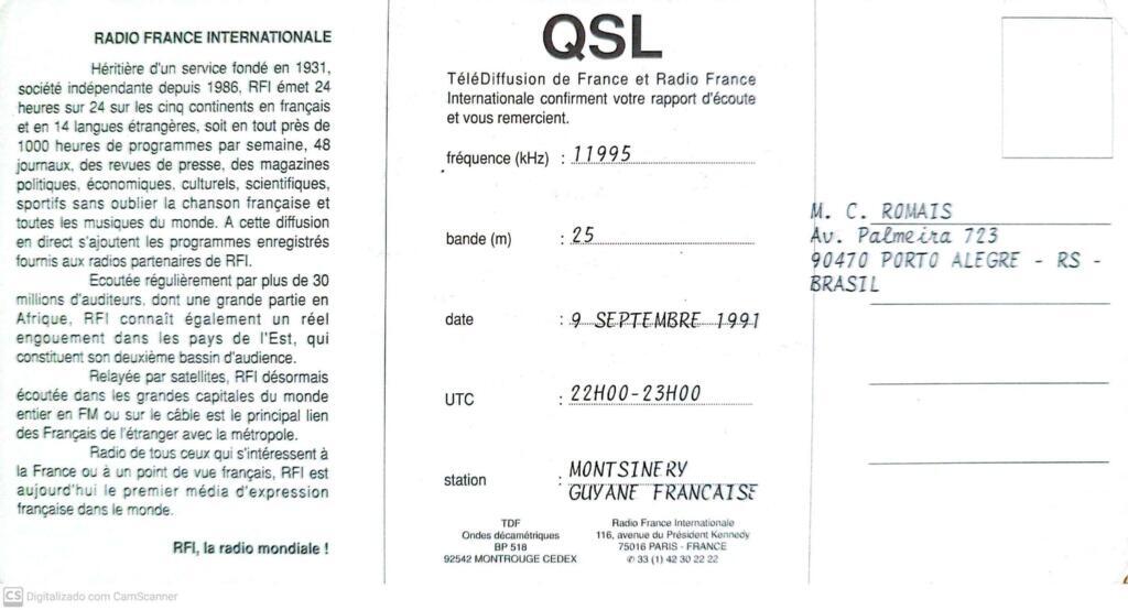 Cartão QSL é uma confirmação escrita de uma radiocomunicação bidirecional entre dois rádios amadores ou estações de banda de cidadãos; uma recepção unidirecional de um sinal de uma rádio AM