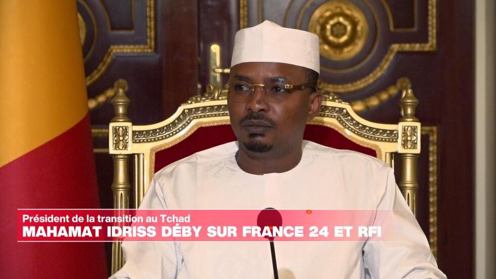 Le président de la transition au Tchad Mahamat Idriss Déby, lors de l'entretien accordé à RFI et France 24.