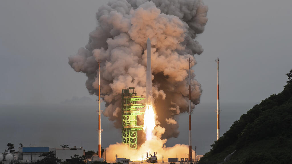 In this photo released by the Korea Aerospace Research Institute, the Nuri rocket lifts off from a launch pad at the Naro Space Center in Goheung, South Korea, Thursday, May 25, 2023. South Korea laun