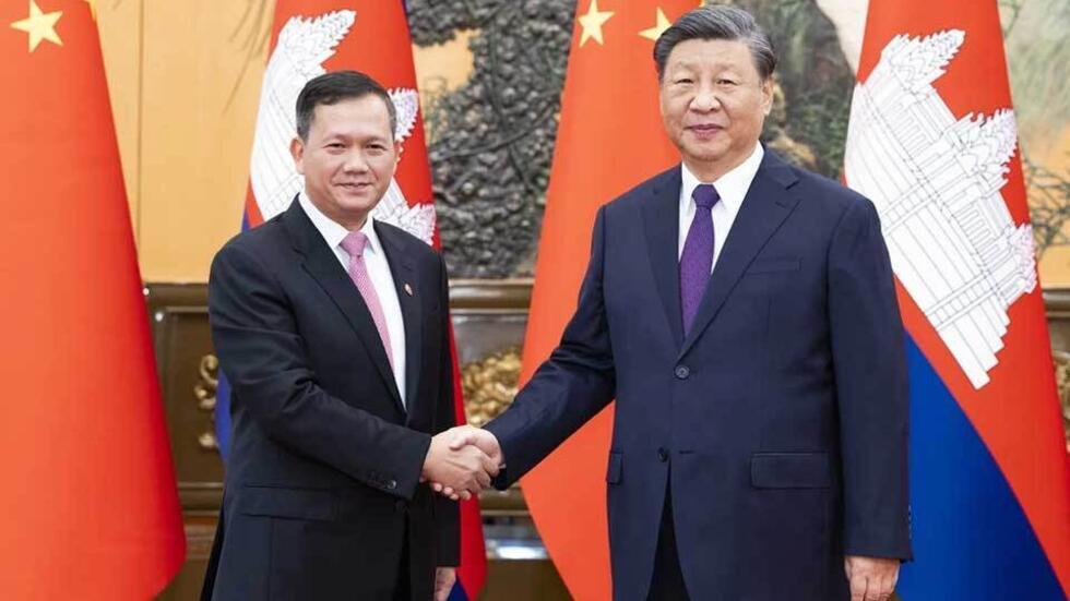 លោក ហ៊ុន ម៉ាណែត នាយករដ្ឋមន្ត្រីកម្ពុជា និងលោក ស៊ី ជីនពីង ប្រធានាធិបតីចិន