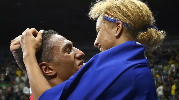 Estelle Mossely French boxer Tony Yoka joins fiancé Estelle Mossely in Olympic glory