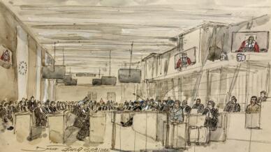 Une vue générale de la cour à Paris lors de l'ouverture du procès de l'attentat de Nice, le 5 septembre 2022.