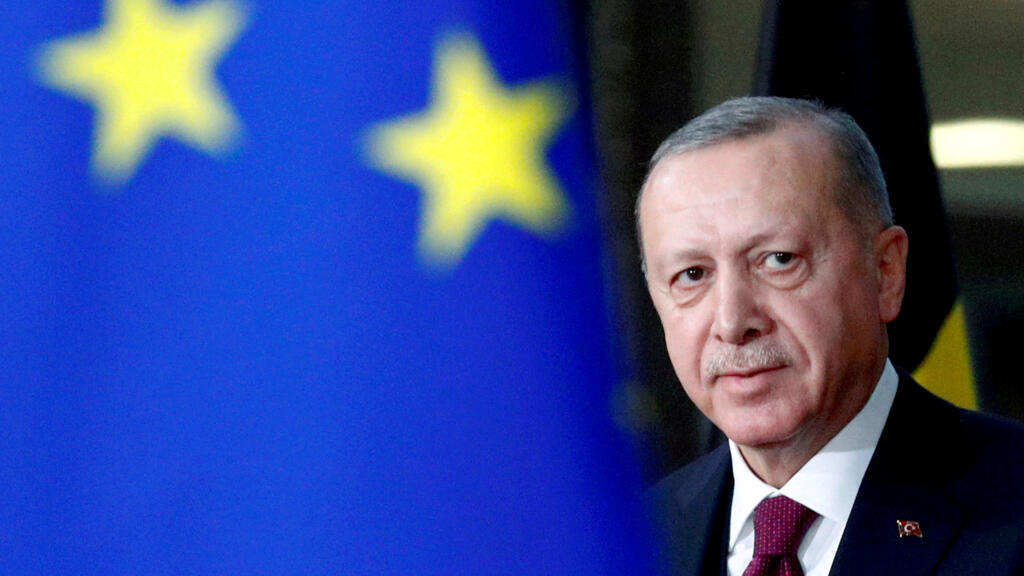 Turkish President Tayyip Erdogan arrives for a meeting with the EU Council president in Brussels, Belgium, on 9 March 2020.