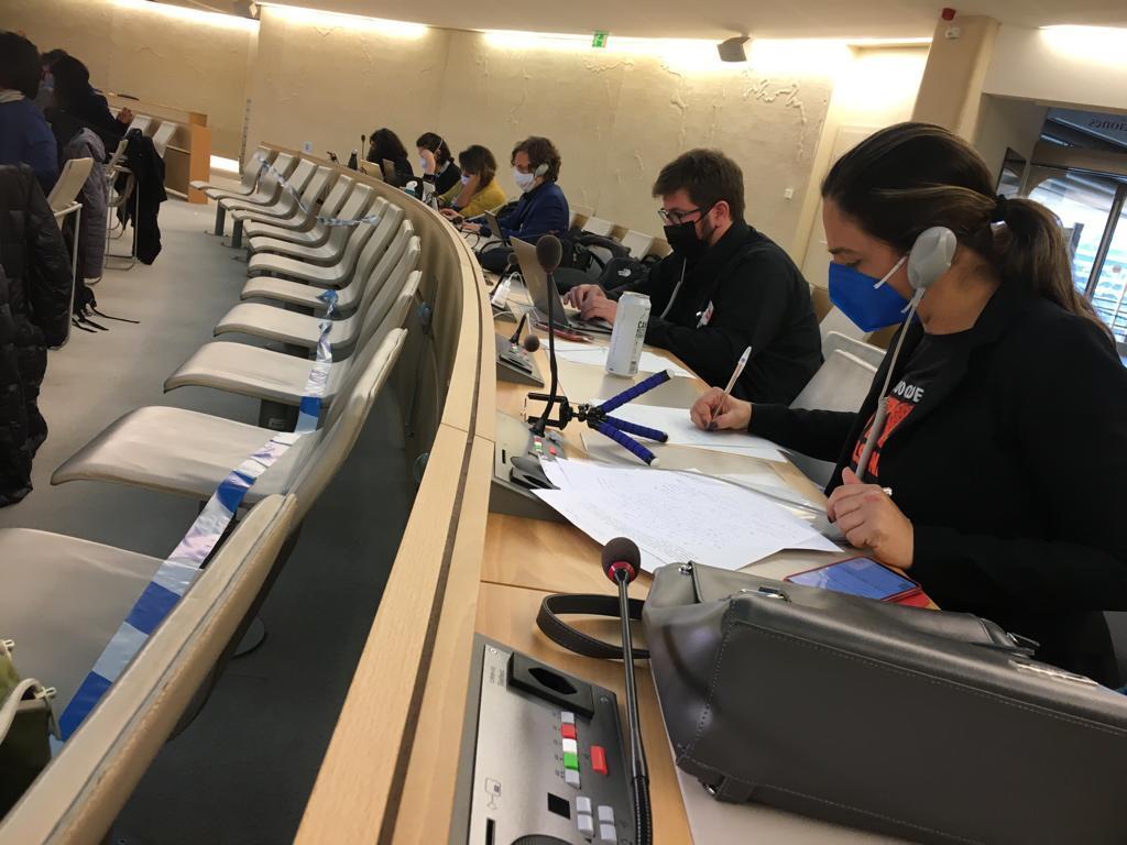 A deputada Fernanda Melchionna na 7ª rodada de negociações sobre o Tratado Vinculante no GT do Conselho de Direitos Humanos da ONU, nessa segunda-feira 25 de outubor de 2021.
