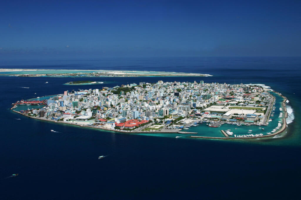 Malé, aux Maldives, face à l'élévation des océans, conséquence du réchauffement climatique