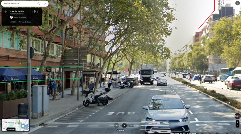 La scène se déroule 15 avenue du Parallèle, à Barcelone.