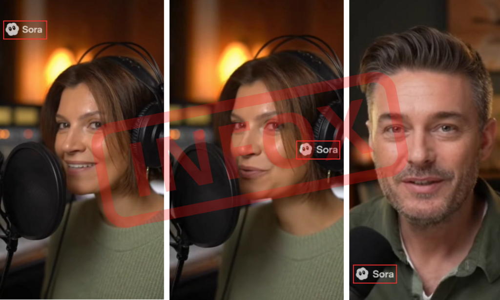 Le logo apposé sur les images par Sora s'affiche à plusieurs endroits de la vidéo.