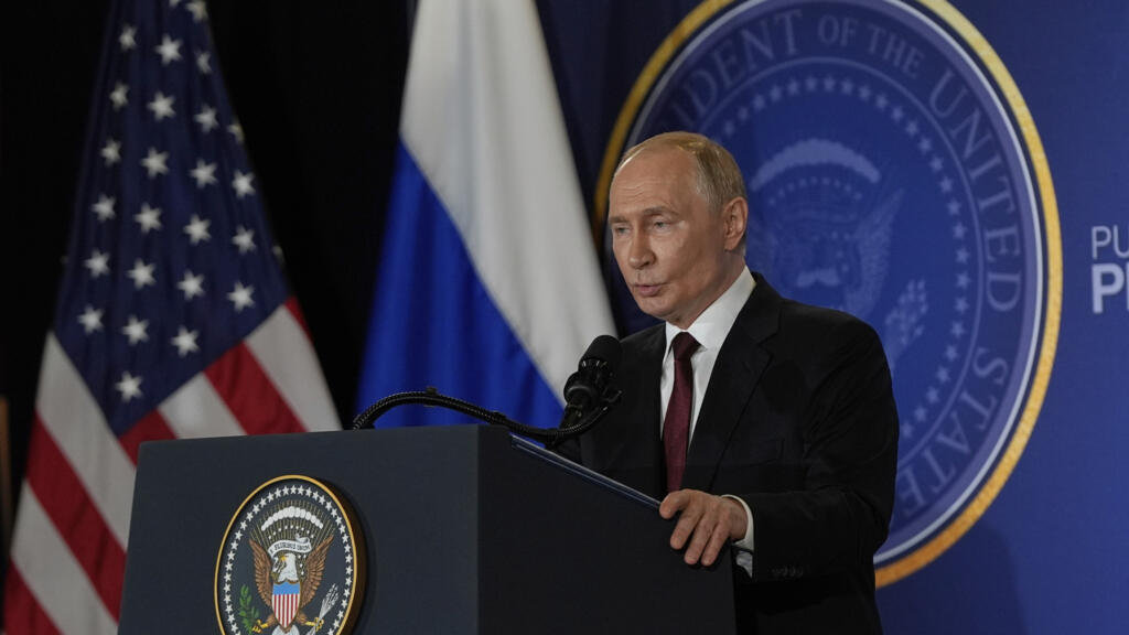 Vladimir Poutine lors de la conférence de presse du sommet en Alaska, le 15 août 2025. (Image d'illustration)