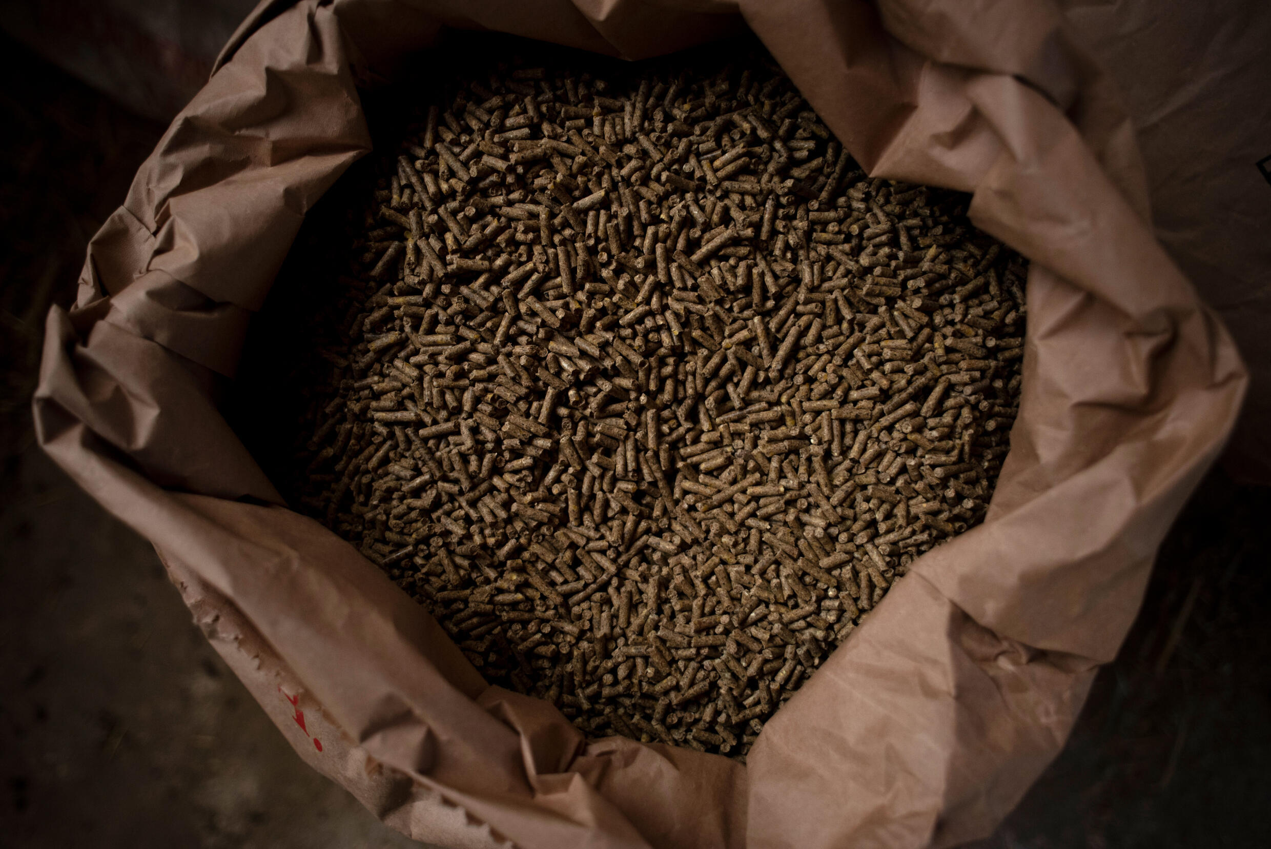 Un saco de trigo, fotografiado en una granja de ovejas en la localidad española de Montejaque el 11 de marzo de 2022