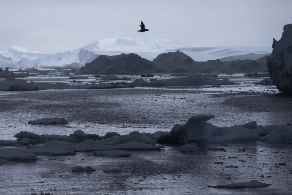 Vue du fjord glacé d'Ilulissat, situé près du cercle polaire arctique à Ilulissat, au Groenland.