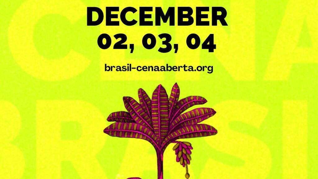 Cartaz do festival "Brasil Cena Aberta" que acontece de 2 a 4 de dezembro 100% on-line.