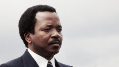 Picture taken on June 21, 1983 shows Cameroonian President Paul Biya in Yaounde. Paul Biya passes the milestone of three decades at the head of his west African state on November 6, 2012. (Photo by PIERRE GUILLAUD / AFP)