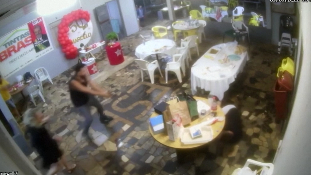 Imagens gravadas por câmeras de vídeo mostram ação que resultou na morte do guarda municipal e tesoureiro do PT em Foz do Iguaçu Marcelo Arruda.