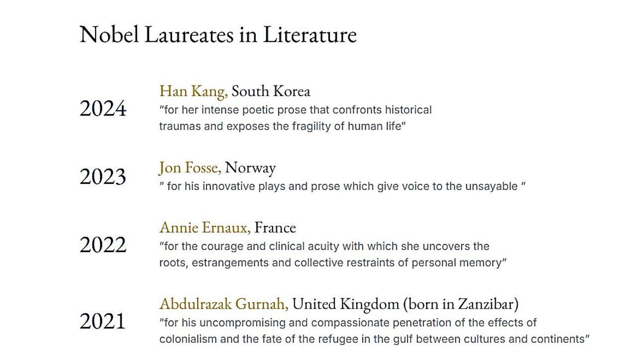Réflexions sur le Nobel de littérature, en attendant le ou la lauréat(e) 2025