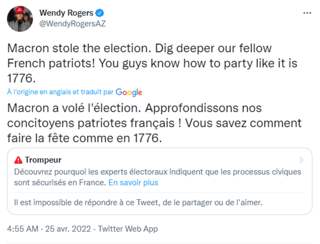 Wendy Rogers s'est trompée de date en voulant faire référence à la révolution française de 1789.