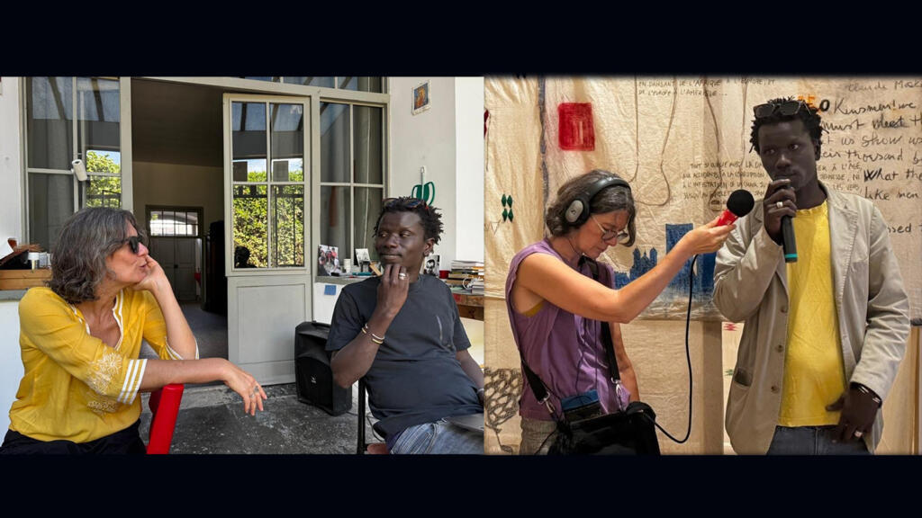 Valérie Nivelon et Hamedine Kane dans l’atelier de l’artiste. Rome Villa Medici, juin 2024.