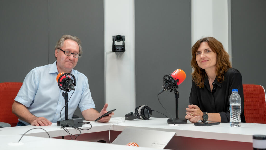 Veronica Dogaru și Constantin Rudnițchi în studioul RFI România