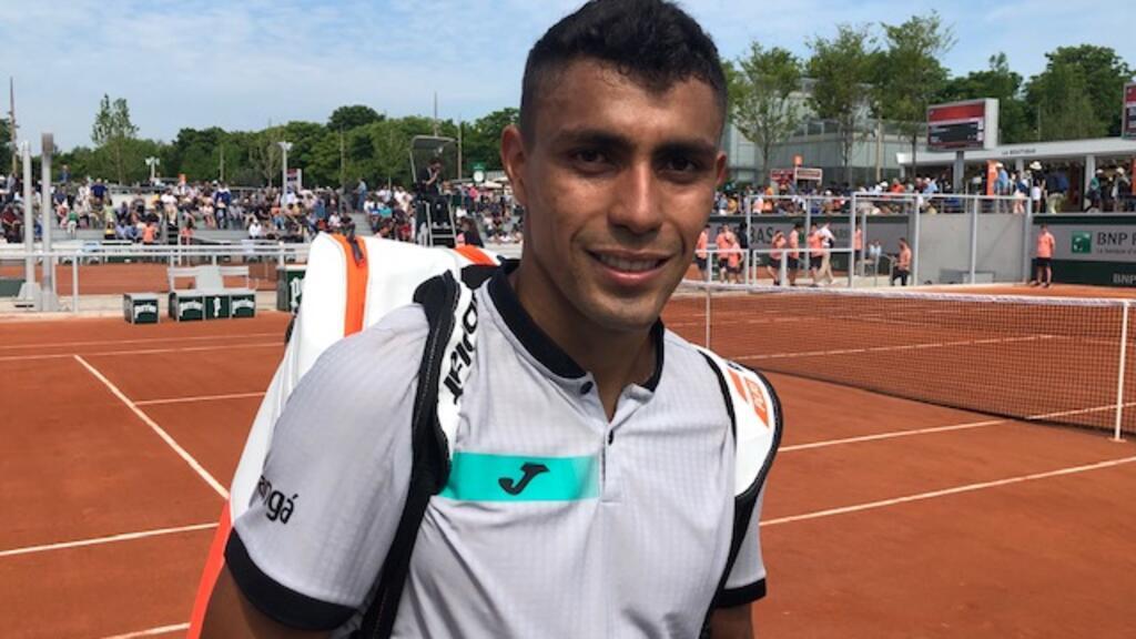 O cearense Thiago Monteiro na quadra de Roland Garros em 2019