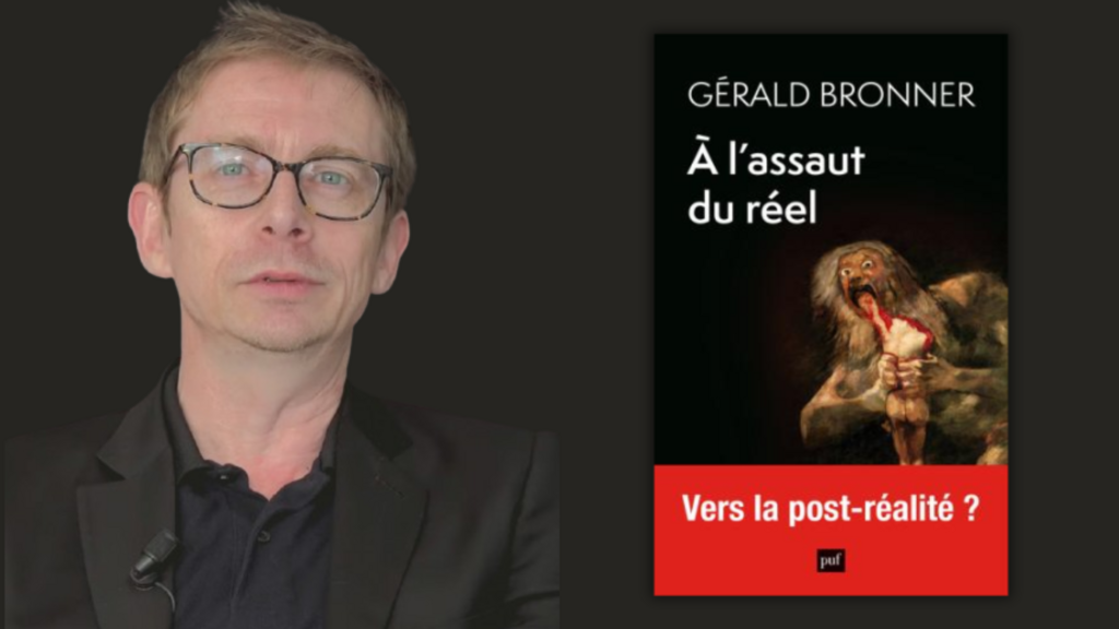 Gérald Bronner, sociologue, et la couverture de son livre représentant le tableau du peintre Goya «Saturne dévorant l'un de ses fils».
