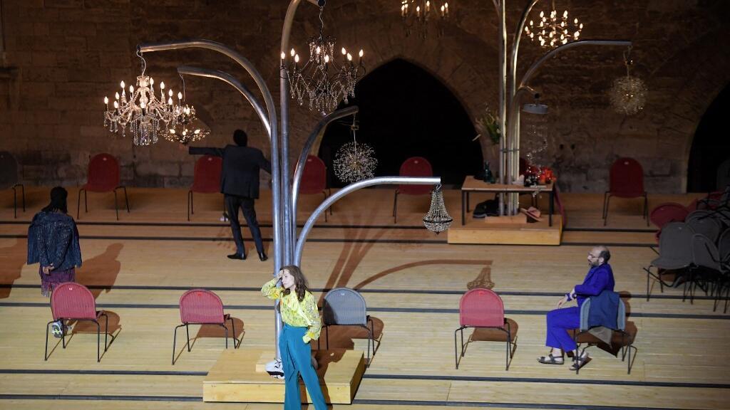 L'actrice Isabelle Huppert durant les répétitions de la pièce «La Ceriseraie» de Tchekov mise en scène par Tiago Rodrigues en ouverture du Festival d'Avignon.