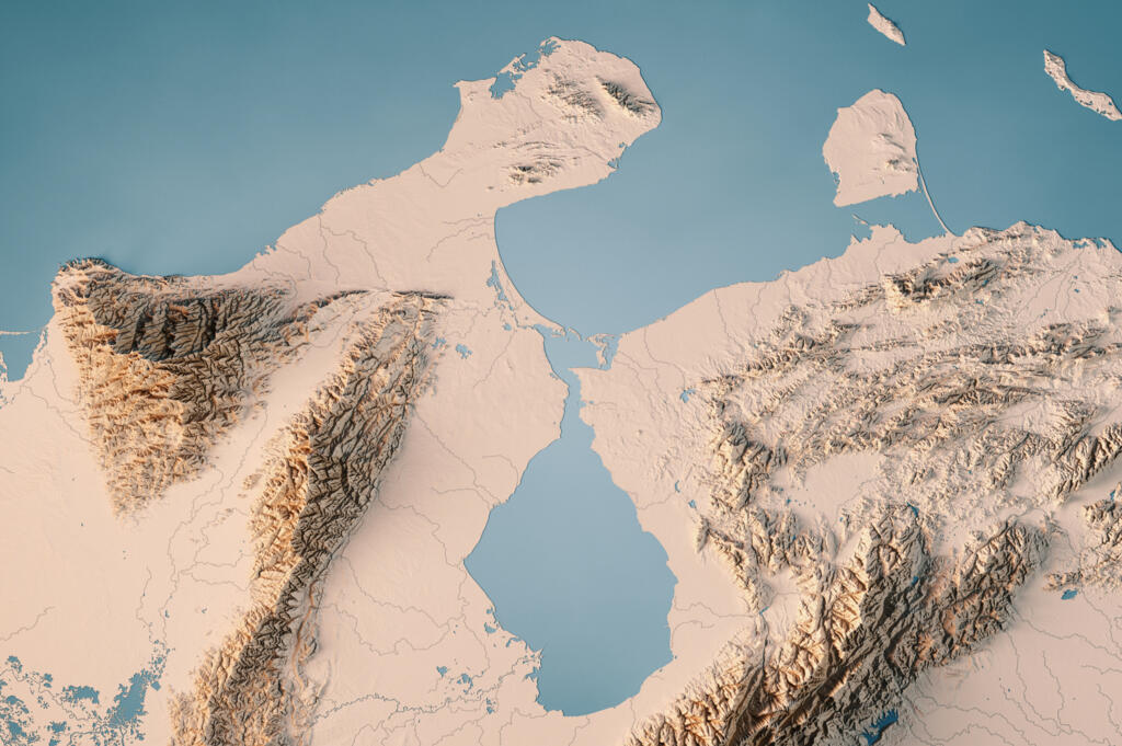 Carte topographique du lac Maracaibo au Venezuela.