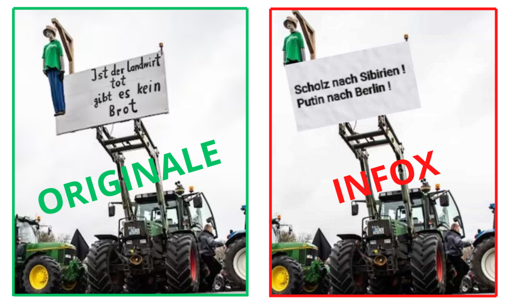 Une fausse pancarte a été ajoutée grossièrement sur la photo originale.