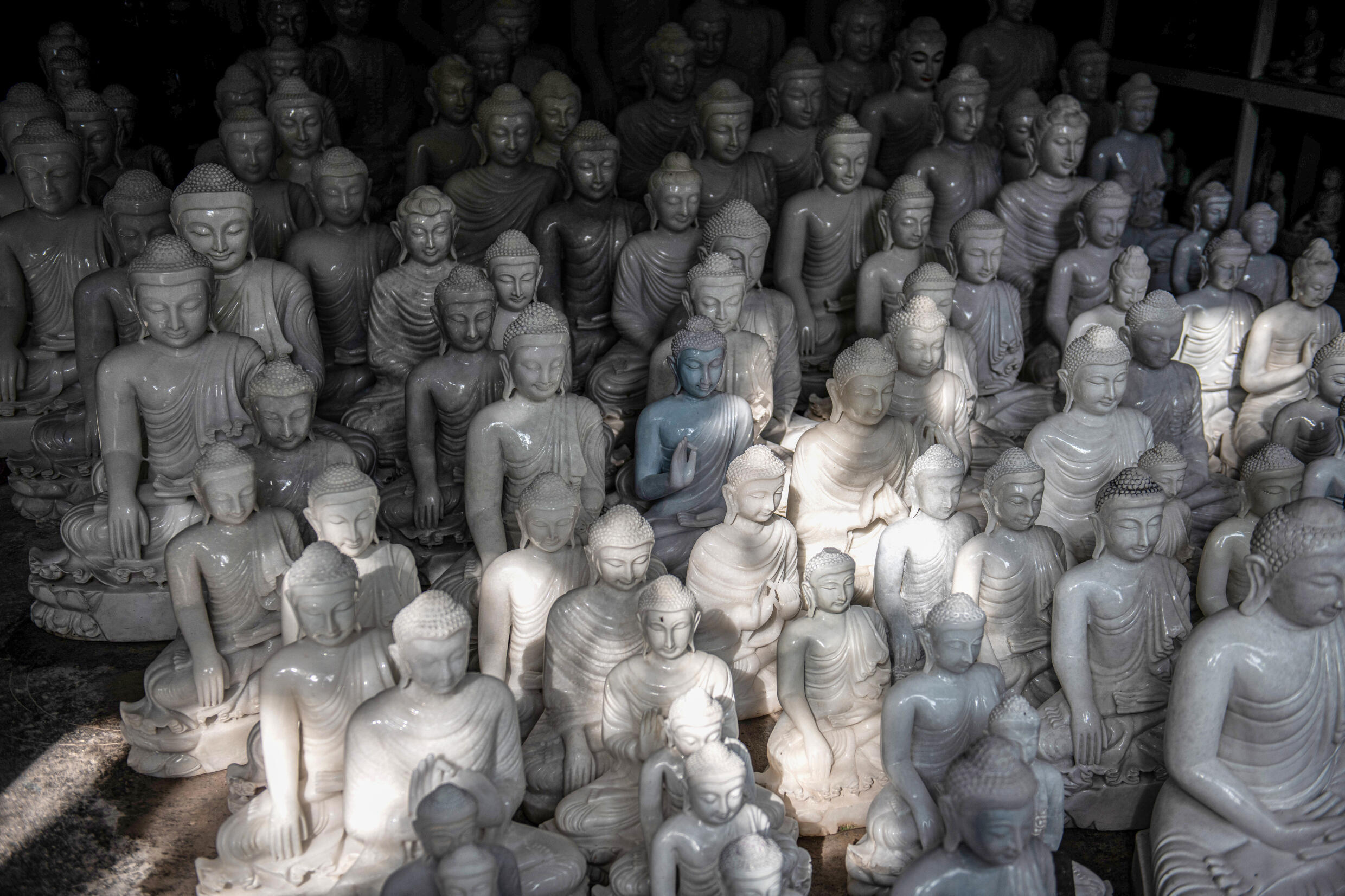 The marble 'living Buddhas' trapped by Myanmar's civil war